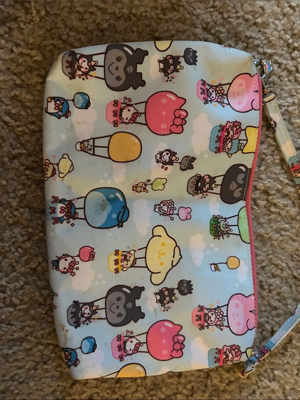 Hello Kitty Pastel Blue and Pink Character Wristlet Pouch
